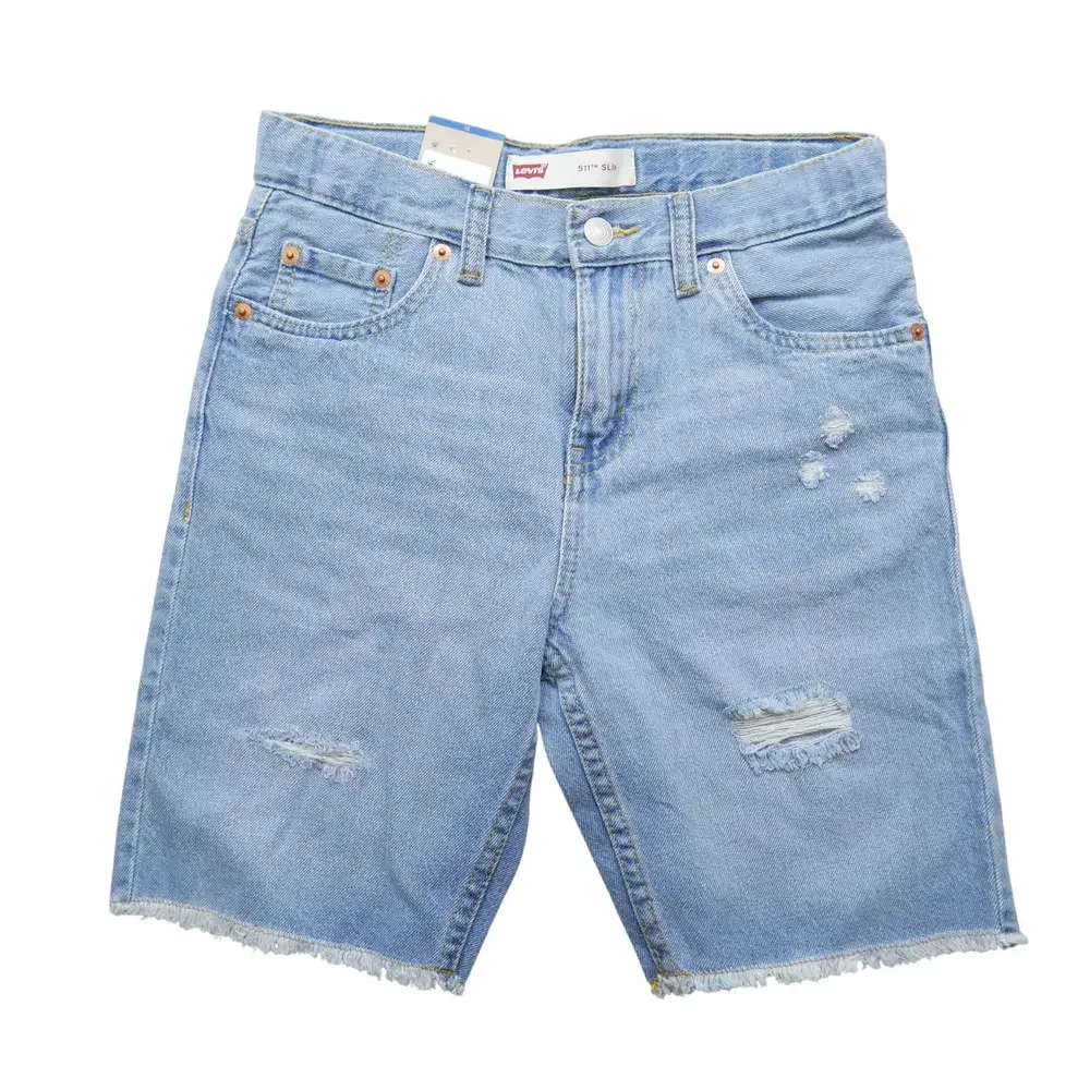 Levi's Youth Denim Shorts Boys Size 12 511 Slim Fit Distressed Adjustable Waist